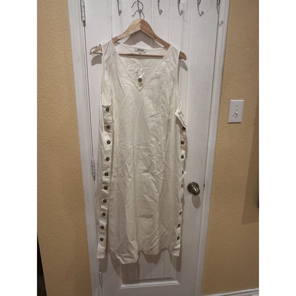NWT Madewell Cream Cotton Boho Maxi Dress - Size 2X Side Button - Picture 2 of 14
